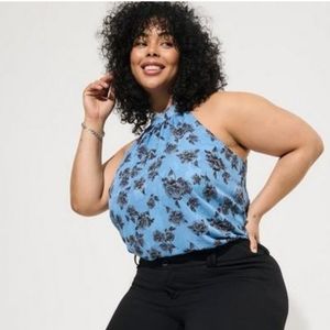 Clip Chiffon Mock Neck Halter